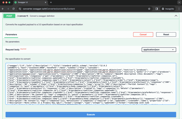 Swagger Converter input